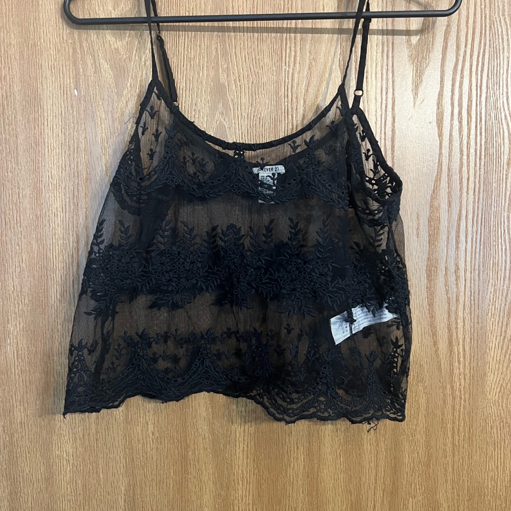 Forever 21 lace see through cover up crop top
